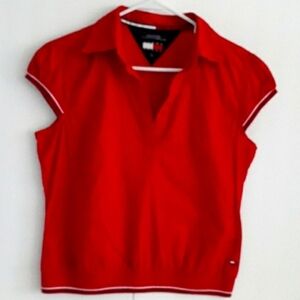 Tommy Hilfiger Girls Red T-Shirt V-Neck